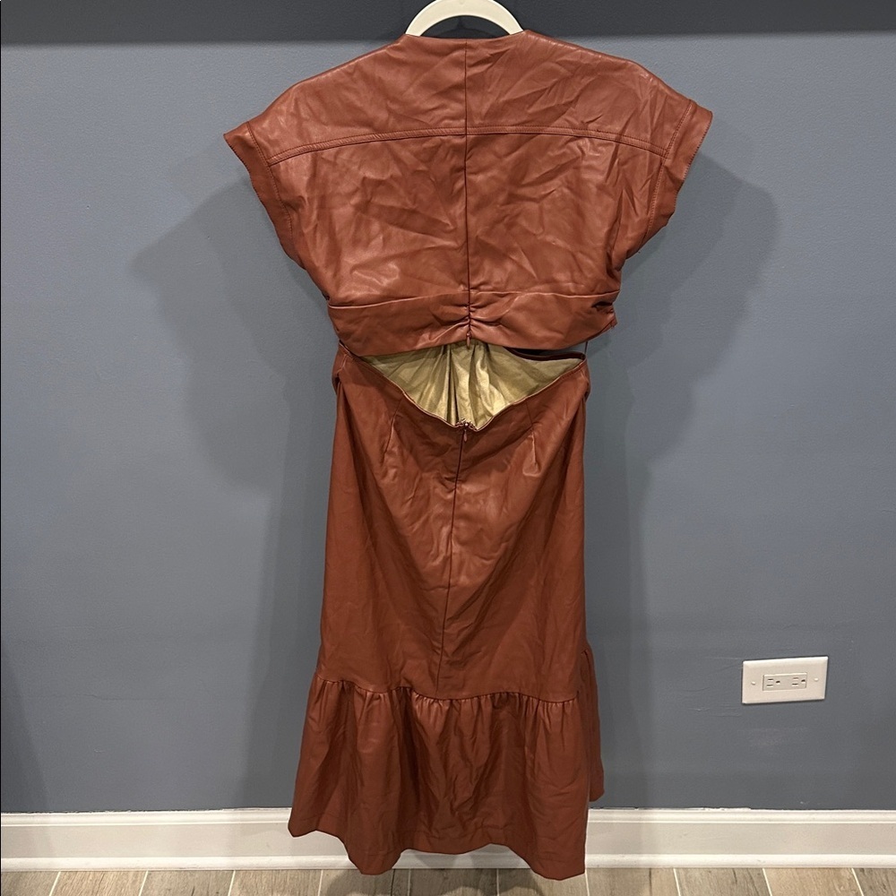 En Saison Lana cutout vegan leather dress, size small - Picture 3 of 6